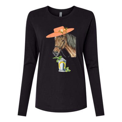 Funny Horse Derby Party Womens Cotton Relaxed Long Sleeve T-Shirt