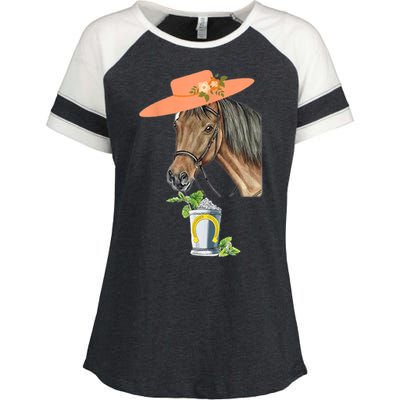 Funny Horse Derby Party Enza Ladies Jersey Colorblock Tee