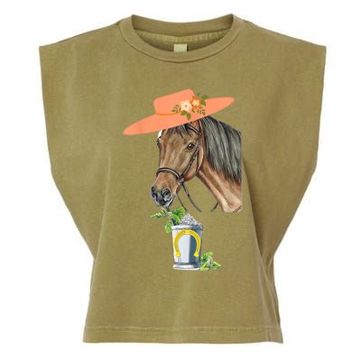 Funny Horse Derby Party Garment-Dyed Women's Muscle Tee