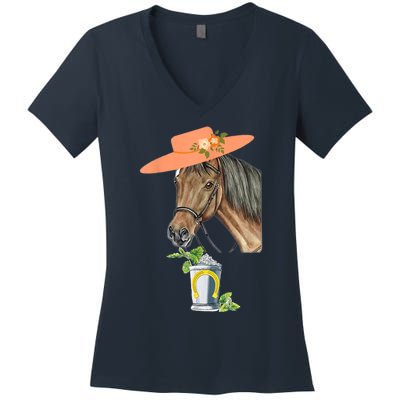 Funny Horse Derby Party Women's V-Neck T-Shirt