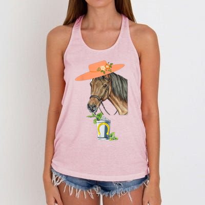 Funny Horse Derby Party Women's Knotted Racerback Tank