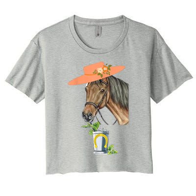 Funny Horse Derby Party Women's Crop Top Tee