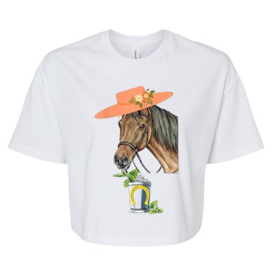 Funny Horse Derby Party Bella+Canvas Jersey Crop Tee