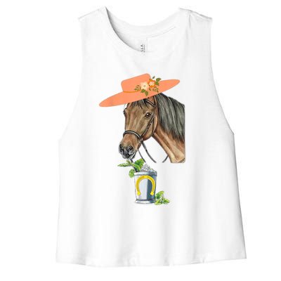 Funny Horse Derby Party Women's Racerback Cropped Tank