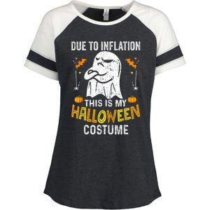 Funny Halloween Due To Inflation This Is My Halloween Costume Enza Ladies Jersey Colorblock Tee