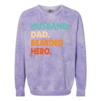 Funny Husband Dad Beard Legend Vintage Bearded Colorblast Crewneck Sweatshirt