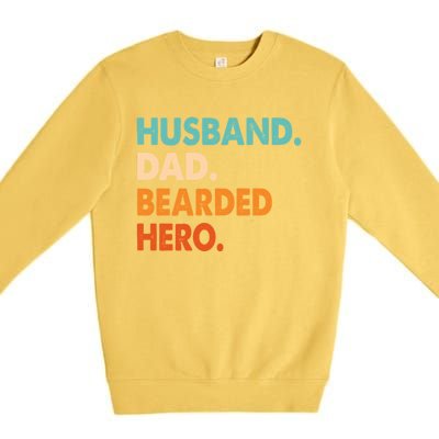 Funny Husband Dad Beard Legend Vintage Bearded Premium Crewneck Sweatshirt