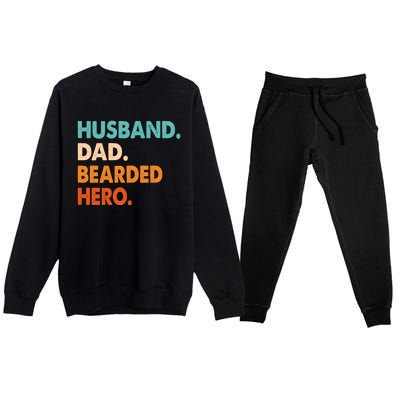 Funny Husband Dad Beard Legend Vintage Bearded Premium Crewneck Sweatsuit Set