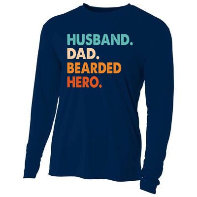 Funny Husband Dad Beard Legend Vintage Bearded Cooling Performance Long Sleeve Crew