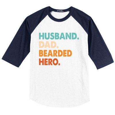 Funny Husband Dad Beard Legend Vintage Bearded Baseball Sleeve Shirt