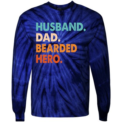 Funny Husband Dad Beard Legend Vintage Bearded Tie-Dye Long Sleeve Shirt