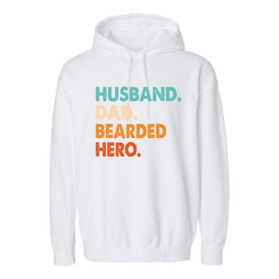 Funny Husband Dad Beard Legend Vintage Bearded Garment-Dyed Fleece Hoodie