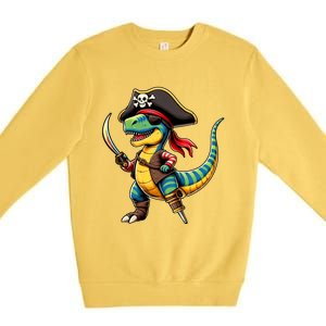 Funny Halloween Dinosaur Trex Pirate Premium Crewneck Sweatshirt