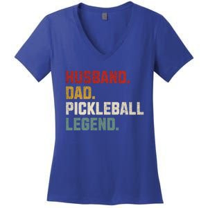 Funny Husband Dad Pickleball Legend FatherS Day Gift Women's V-Neck T-Shirt