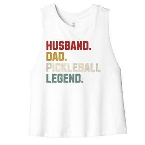 Funny Husband Dad Pickleball Legend FatherS Day Gift Women's Racerback Cropped Tank