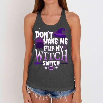 Funny Halloween Don't Make Me Flip My Witch Switch Women's Knotted Racerback Tank