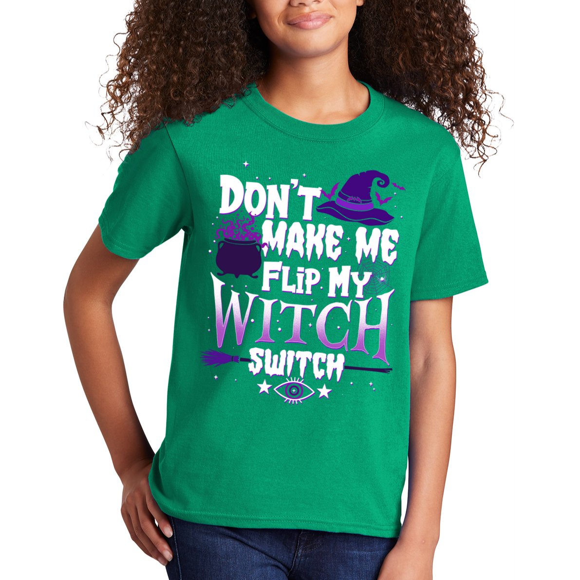 Funny Halloween Don't Make Me Flip My Witch Switch Kids T-Shirt