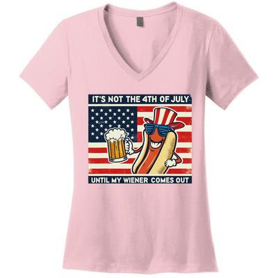 Funny Hot Dog 4th Of July Wiener Women's V-Neck T-Shirt