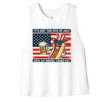 Funny Hot Dog 4th Of July Wiener Women's Racerback Cropped Tank