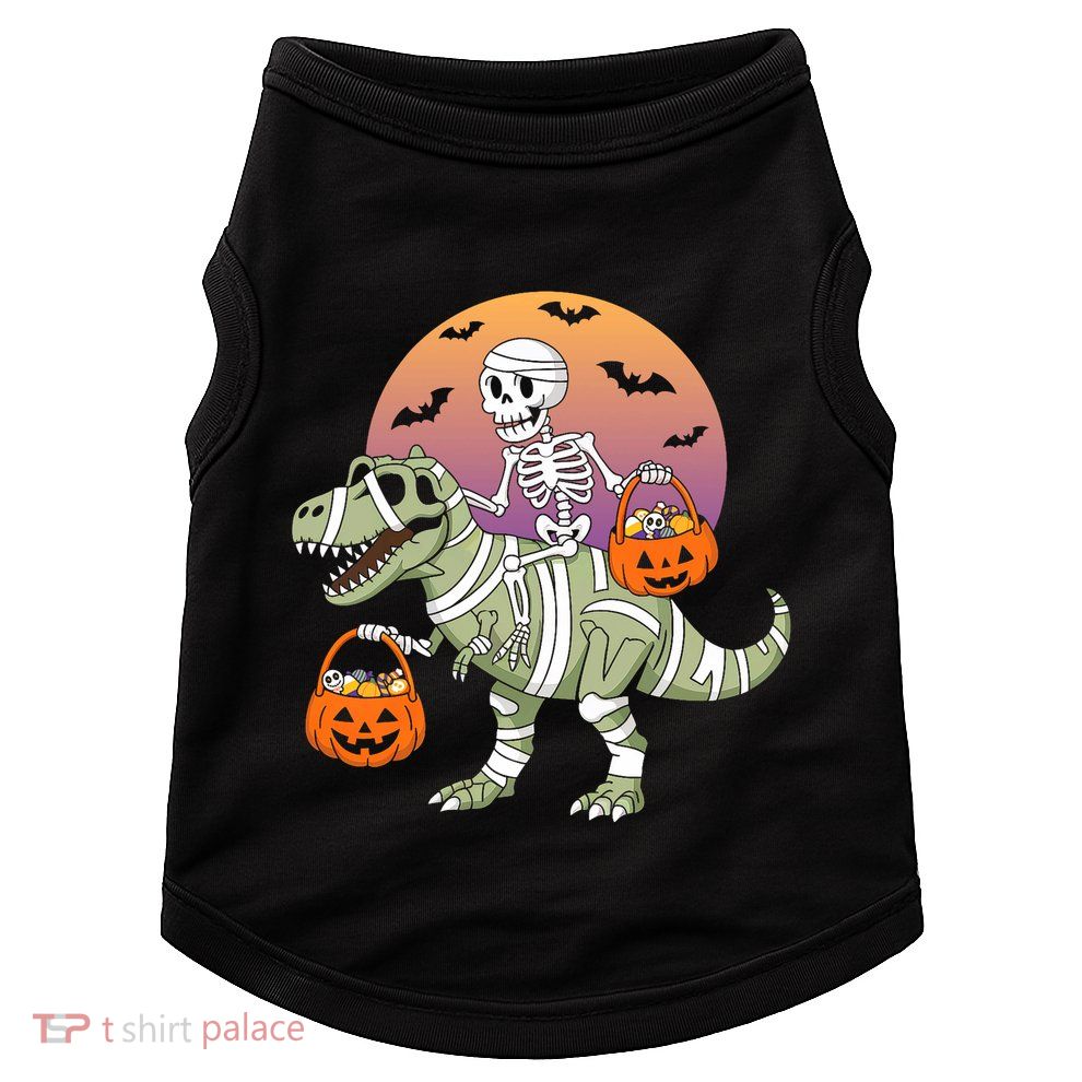 Funny Halloween Dinosaur T Rex Skeleton Doggie Tank