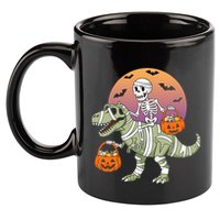Funny Halloween Dinosaur T Rex Skeleton 11oz C Handle Ceramic Mug