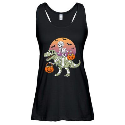 Funny Halloween Dinosaur T Rex Skeleton Ladies Essential Flowy Tank