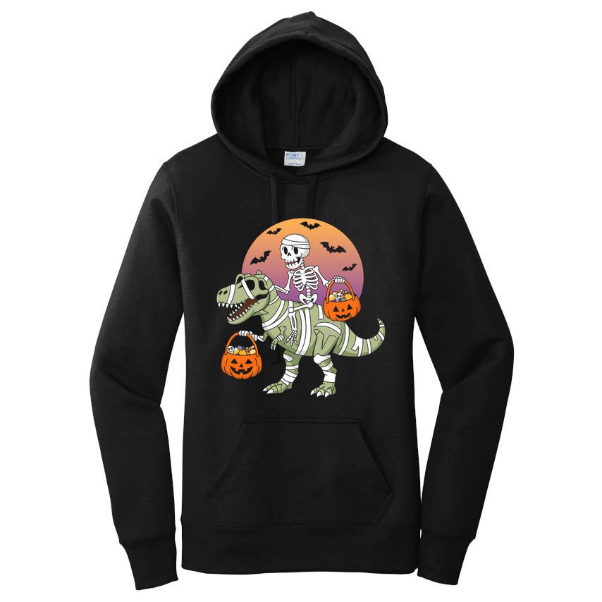 Funny Halloween Dinosaur T Rex Skeleton Women's Pullover Hoodie