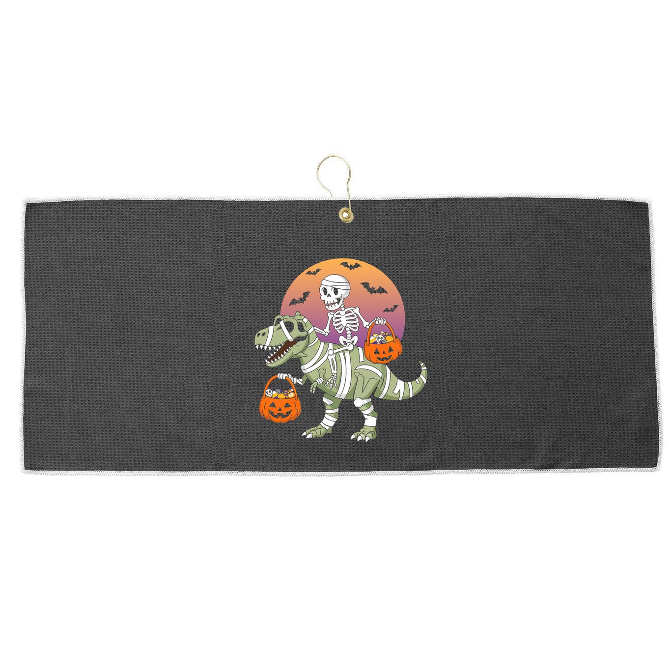 Funny Halloween Dinosaur T Rex Skeleton Large Microfiber Waffle Golf Towel