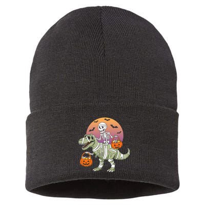 Funny Halloween Dinosaur T Rex Skeleton Sustainable Knit Beanie