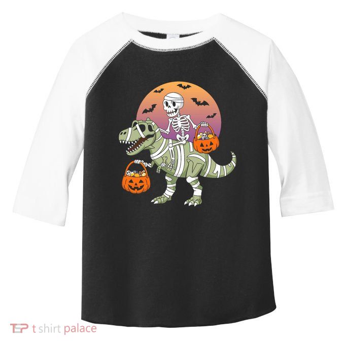 Funny Halloween Dinosaur T Rex Skeleton Toddler Fine Jersey T-Shirt