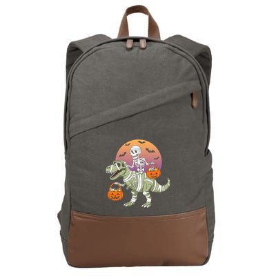Funny Halloween Dinosaur T Rex Skeleton Cotton Canvas Backpack