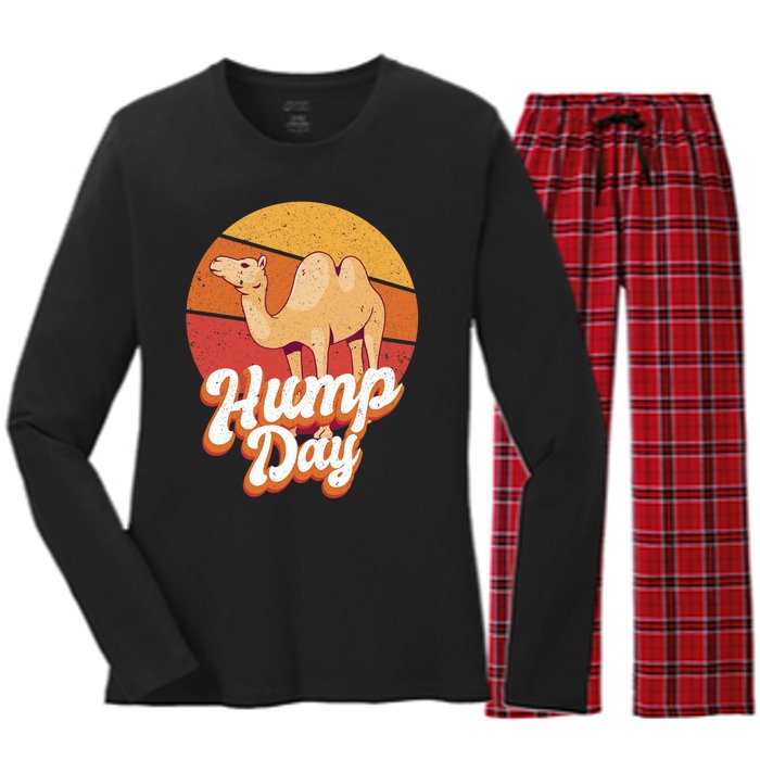 Funny Hump Day Camel Retro Vintage Camel Lovers Women's Long Sleeve Flannel Pajama Set 