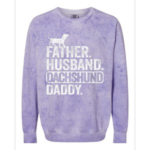 Father Husband Dachshund Daddy Wiener Dad Grandpa Doxie Colorblast Crewneck Sweatshirt