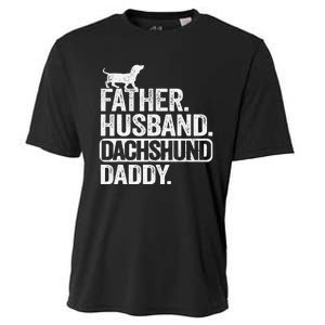 Father Husband Dachshund Daddy Wiener Dad Grandpa Doxie Cooling Performance Crew T-Shirt