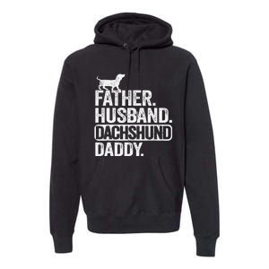 Father Husband Dachshund Daddy Wiener Dad Grandpa Doxie Premium Hoodie