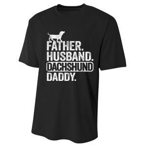 Father Husband Dachshund Daddy Wiener Dad Grandpa Doxie Performance Sprint T-Shirt