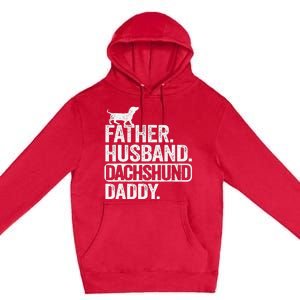 Father Husband Dachshund Daddy Wiener Dad Grandpa Doxie Premium Pullover Hoodie