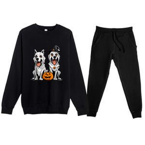 Funny Halloween Dog Ghost Mummy Dog Lover Matching Family Gift Premium Crewneck Sweatsuit Set