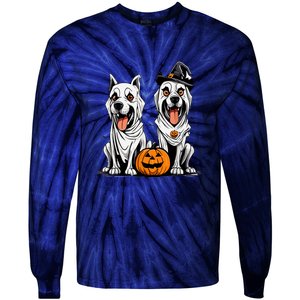 Funny Halloween Dog Ghost Mummy Dog Lover Matching Family Gift Tie-Dye Long Sleeve Shirt