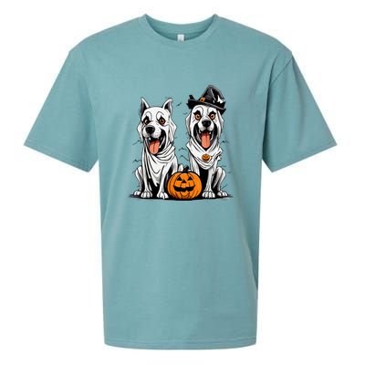 Funny Halloween Dog Ghost Mummy Dog Lover Matching Family Gift Sueded Cloud Jersey T-Shirt