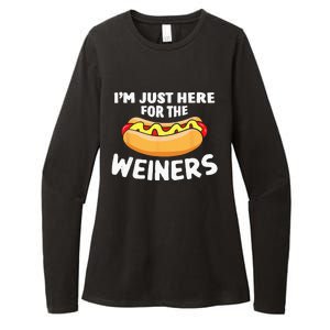 Funny Hot Dog Im Just Here For The Wieners 4th Of July Womens CVC Long Sleeve Shirt