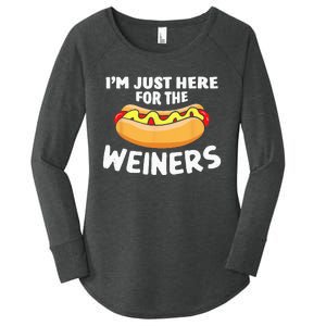 Funny Hot Dog Im Just Here For The Wieners 4th Of July Women's Perfect Tri Tunic Long Sleeve Shirt