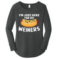 Funny Hot Dog Im Just Here For The Wieners 4th Of July Women's Perfect Tri Tunic Long Sleeve Shirt