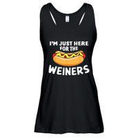 Funny Hot Dog Im Just Here For The Wieners 4th Of July Ladies Essential Flowy Tank