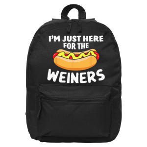 Funny Hot Dog Im Just Here For The Wieners 4th Of July 16 in Basic Backpack