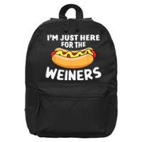 Funny Hot Dog Im Just Here For The Wieners 4th Of July 16 in Basic Backpack