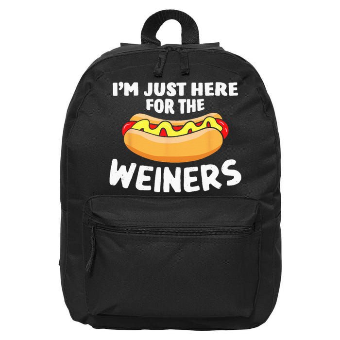 Funny Hot Dog Im Just Here For The Wieners 4th Of July 16 in Basic Backpack