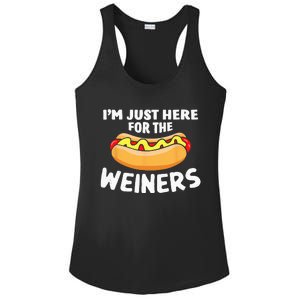 Funny Hot Dog Im Just Here For The Wieners 4th Of July Ladies PosiCharge Competitor Racerback Tank