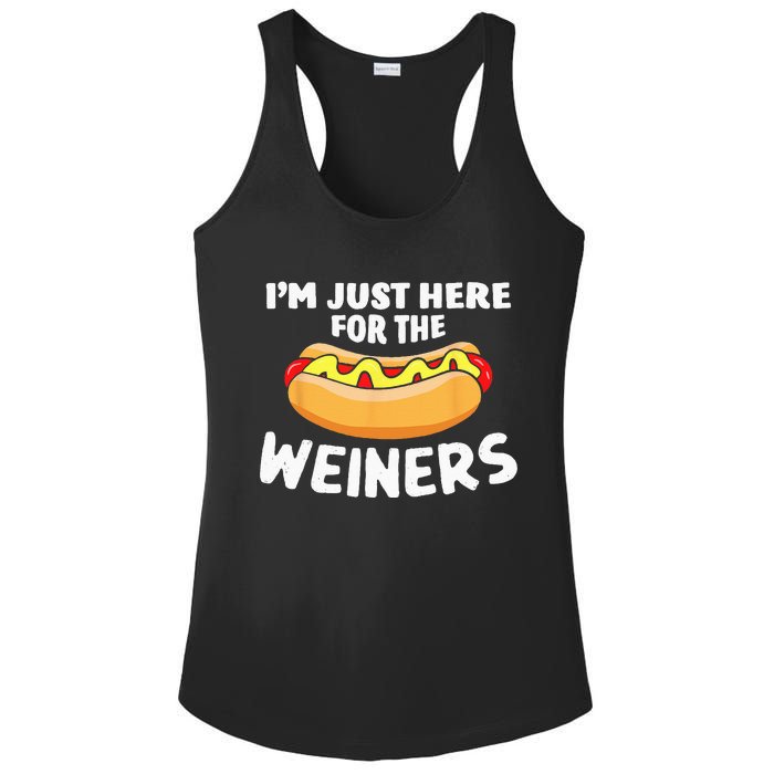 Funny Hot Dog Im Just Here For The Wieners 4th Of July Ladies PosiCharge Competitor Racerback Tank