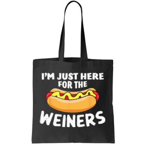 Funny Hot Dog Im Just Here For The Wieners 4th Of July Tote Bag